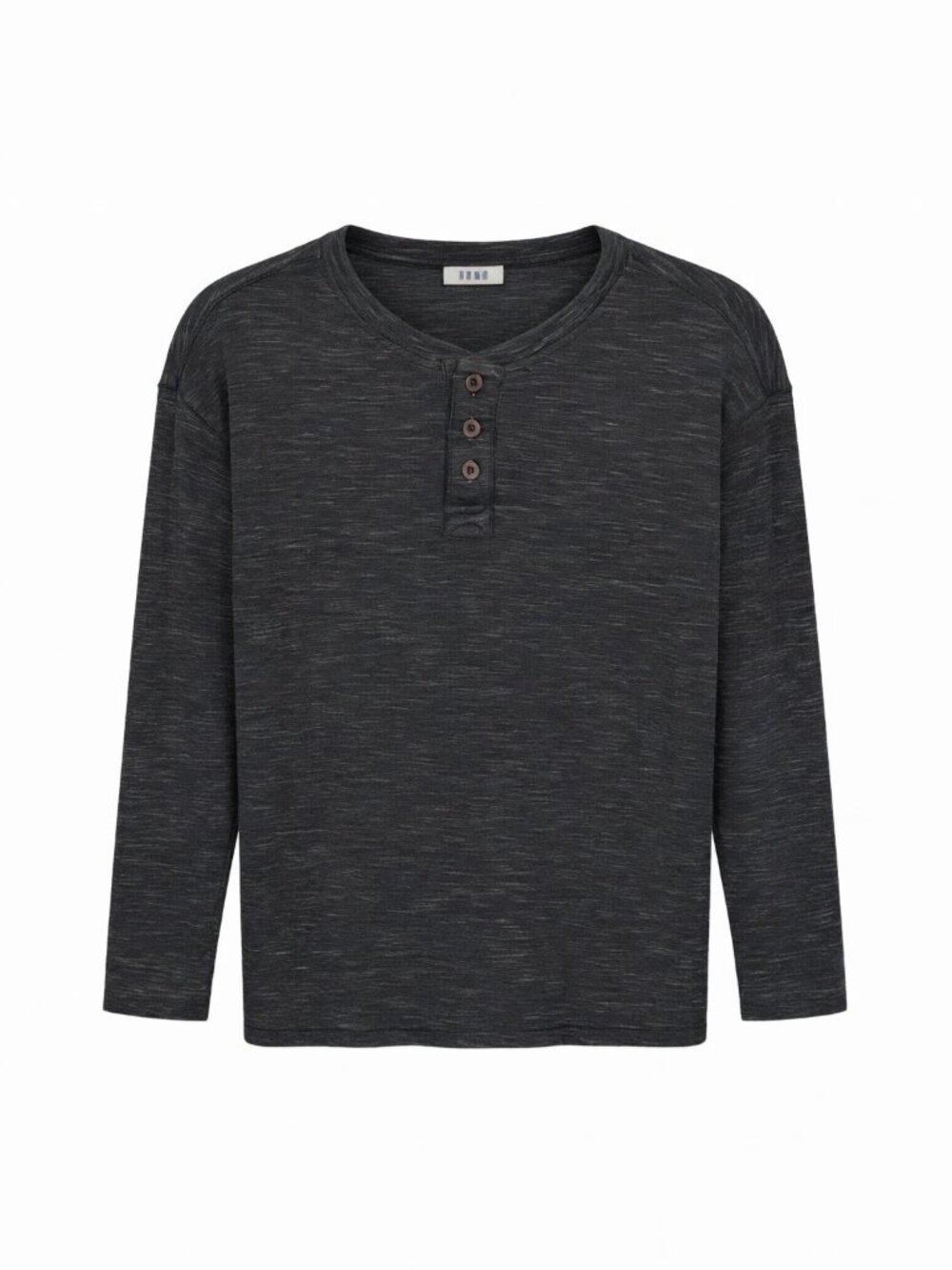 ROWM Men's Henley Shirt XL Black Long Sleeve Cotton Colorblock